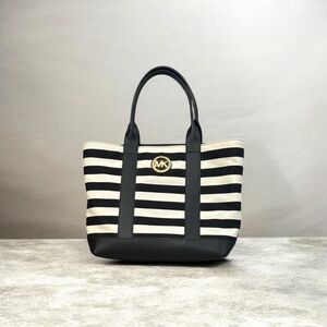 Michael Kors Striped Black and Cream Tote